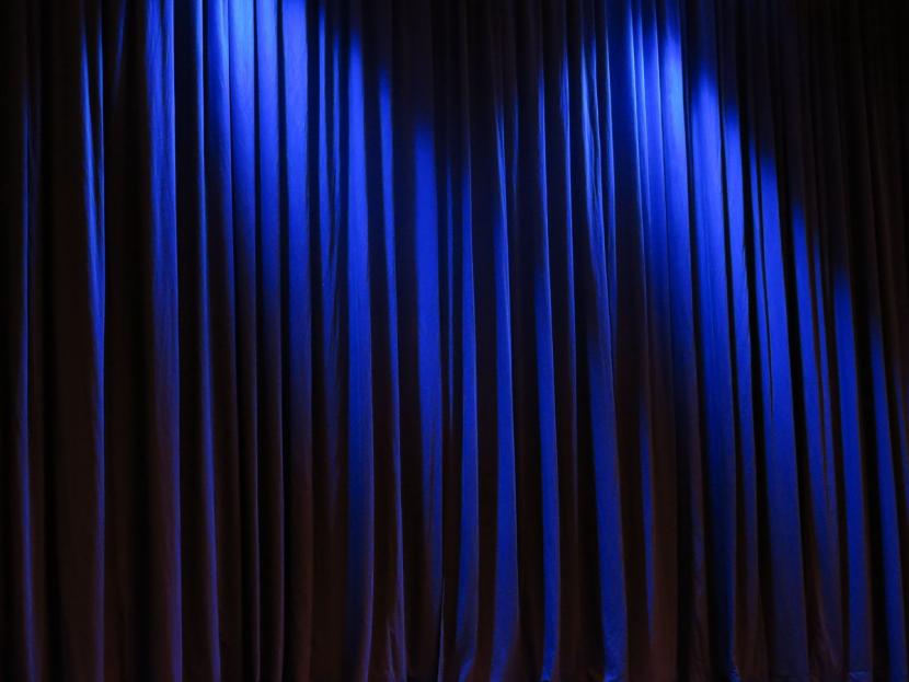 blue curtain show stage